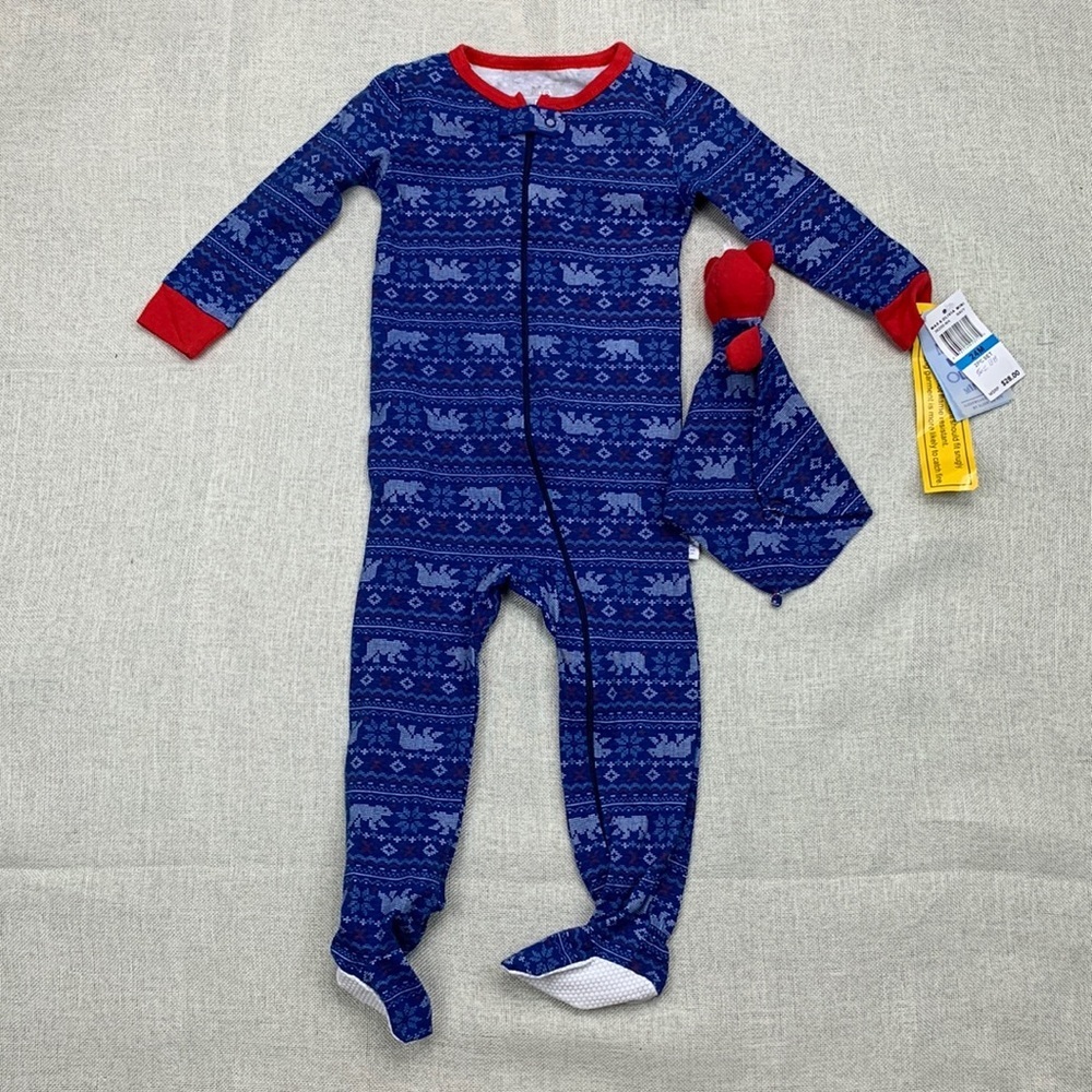 MAX & OLIVIA Boys Gripper Soles Easy Opening Front Zipper Onesie Size 24M